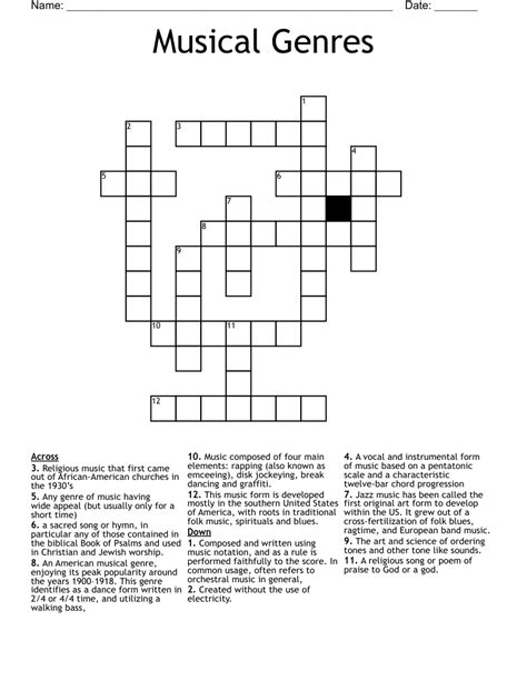 intense music genre crossword clue|Intense music genre Crossword Clue Answers.